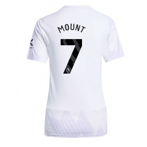 Stroje piłkarskie Manchester United Mason Mount #7 Koszulka Wyjazdowej dla damskie 2025-26 Krótki Rękaw